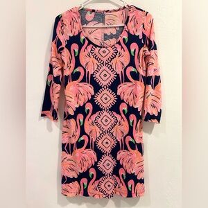 Lilly Pulitzer Flamingo Long Sleeve Dress - Pink and Navy